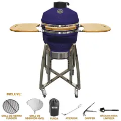 HIGRILL - Kamado 18 Pulgadas con Doble Nivel y Grills de Fierro Fundido e Inox