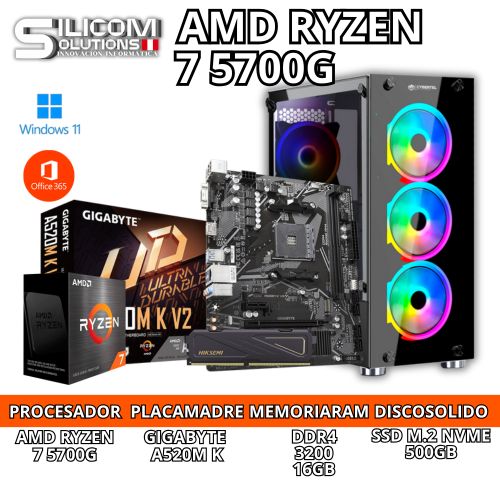 Computadora Amd 7 5700G, 16GB RAM, 500GB SSD M.2