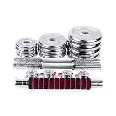 GENERICO - Pesas Mancuernas Cromadas Set 30kg Adaptador Barra