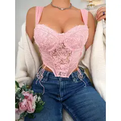 GENERICO - TOP LOLITAS CORTO ROSADO TIPO CORCET
