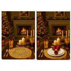 GENERICO - SET DE 6 INDIVIDUALES DORADOS ENCAJE PVC ELEGANTE MODA EUROPEA 39CM