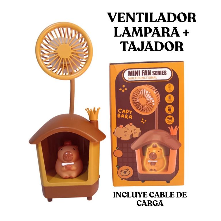 VENTILADOR LAMPARA CAPIBARA RECARGABLE CON TAJADOR