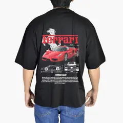 YONISTERS CLOTHING - Polo Oversize Algodón Negro Ferrari -