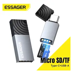 ESSAGER - Adaptador 2 en 1 para tarjetas Micro SD TF USB C / A