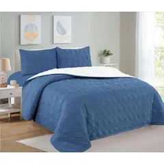 CASATEX - Cubrecama Reverso Sherpa + Juego de Sábanas Queen 100% Algodón