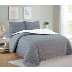 CASATEX - Cubrecama Reverso Sherpa + Juego de Sábanas 2 Plazas 100% Algodón