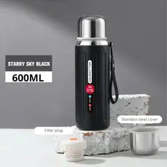 GENERICO - Termo Premium Vacuum 600ml Acero Inoxidable - Negro