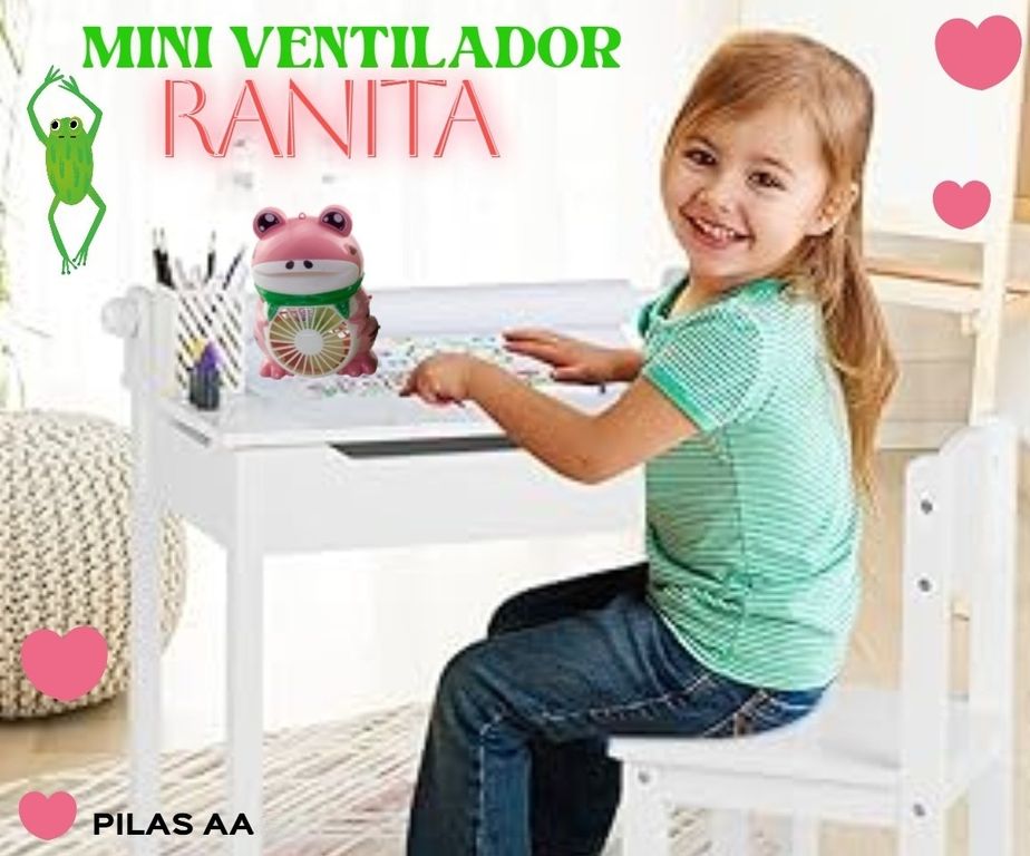 VENTILADOR PORTÁTIL DE ESCRITOIO OFICINA ADORNO MODELO RANITA A PILAS