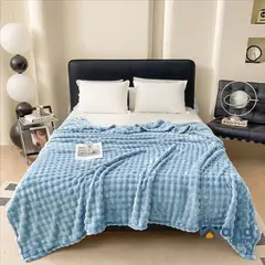 CASATEX - Manta Antialérgica Piel de Oso Queen Celeste