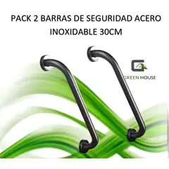 GREEN HOUSE - PACK 2 BARRAS DE SEGURIDAD MULTIUSO ACERO INOXIDABLE NEGRO MATE 30CM