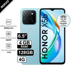 HONOR - Celular X5B 6.5 pulg 4GB RAM 128GB 50MP Ocean Blue