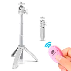 ULANZI - Trípode Palo Selfie Stick MT-08 + Disparador Bluetooth Rosado