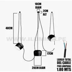 GENERICO - Lámpara Colgante Campana Black Led