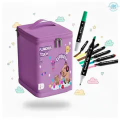 GENERICO - Set de 24 Plumones Marcadores Doble Punta Capibara + Estuche