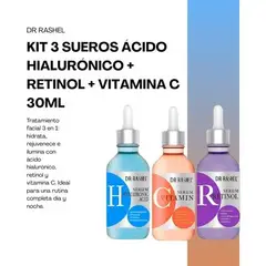 GENERICO - KIT 3 SUEROS: ÁCIDO HIALURÓNICO, RETINOL Y VITAMINA C 30ML - DR RASHEL