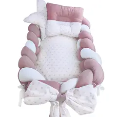 BABY MERINOS - Nido Colecho Trenzado Estrellita Palo Rosa