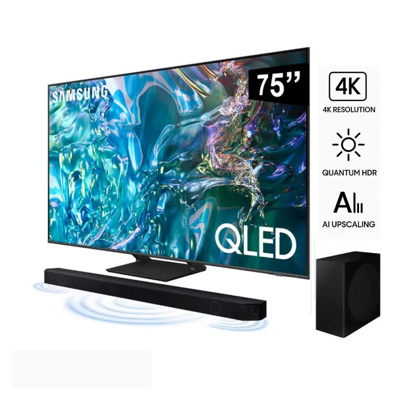 Smart TV 75 pulgadas QLED 4K Q65D con Soundbar HW-Q800D