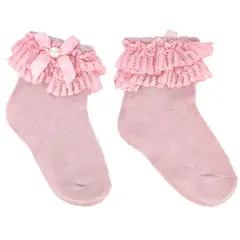 GENERICO - Medias con lazo en el tobillo para niña - Palo Rosa - T4-T6 US