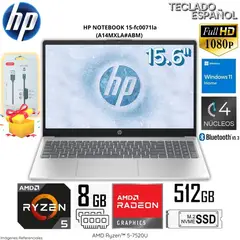 HP - Laptop 15-FC0071LA (A14MXLA#ABM) AMD Ryzen 5 7520U 8GB RAM 512GB SSD 15.6" + USB XO-NB128 3 en 1