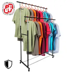 IMSARACKS - Colgador organizador doble barra ropa con ruedas de metal NO CHINO