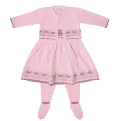 GENERICO - Conjunto Vestido Hilo - 3 piezas - Rosado