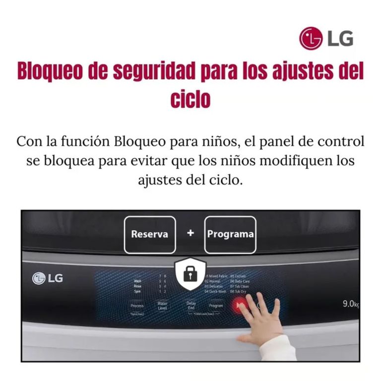 Lavadora de lavado Rapido y Carga Superior 9 Kg WT9GL Gris
