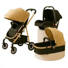 GENERICO - Coche Moises Multifuncional + Silla de Auto Caqui