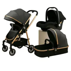 GENERICO - Coche Moises Multifuncional + Silla de Auto Gris