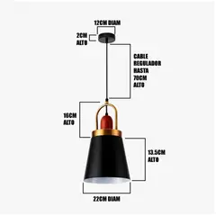 GENERICO - Lámpara Colgante Campana Black Led