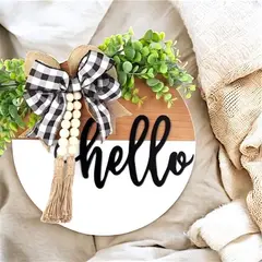 BOSQUE INVERNAL DECORACION ECO ALTERNATIVA - Cartel de puerta circular Hello