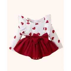 GENERICO - Conjunto de vestido elegante con estampado de corazón para bebe niña