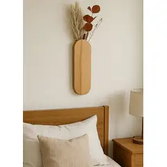 BOSQUE INVERNAL DECORACION ECO ALTERNATIVA - Florero ovalado de pared en madera para flores secas