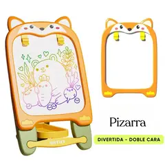 GENERICO - PIZARRA EDUCATIVA PARA NIÑOS DE DOBLE CARA -NARANJA