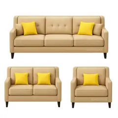 ALTO HOGAR - Juego de Sala 3 2 1 Colette Beige Tapiz Antifluido