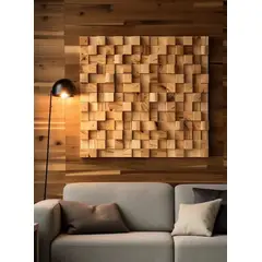 BOSQUE INVERNAL DECORACION ECO ALTERNATIVA - Cuadro mosaico solido en madera natural