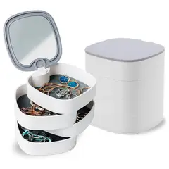 MINARI - Joyero Organizador de Joyas Anillos 360° con Espejo BL 56J