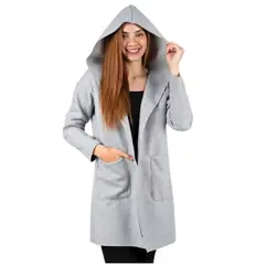GENERICO - Abrigo Largo de Mujer en Paño Italiano con Capucha Diseño Moderno