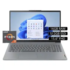 LENOVO - Laptop Ideapad Slim3 R7 5825U 16gb 512gb 15.6 FHD Gris