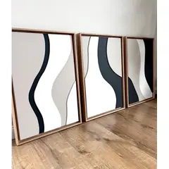 BOSQUE INVERNAL DECORACION ECO ALTERNATIVA - Trío de cuadro asimétrico en madera AMSTERDAM tres piezas