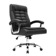 GENERICO - SILLA DE OFICINA PRESIDENCIAL ERGONÓMICA CUERO NEGRO