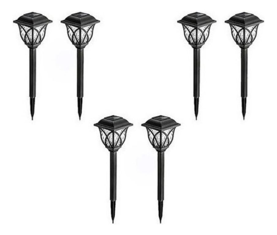 Pack 6 Luces Solares Jardín Estaca Con Sensor Estilo Ingles