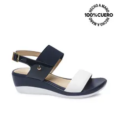 VIALE - Sandalia Strap Casual ALE-2117 AzulBlanco Cuero