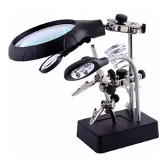 QUICK - Lupa Escritorio Soporte Pinza Luz Led Tercera Mano Cautin11