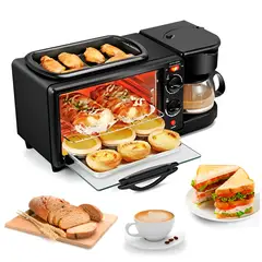 GENERICO - Maquina de Desayuno 3 en 1 Horno Cafetera y Freidora