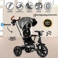 BABY - Triciclo Guiador Giratorio «HARDIN» con Bluetooth Gray
