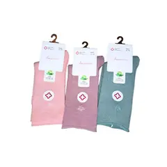 GENERICO - Pack de 3 Medias Canilleras de Mujer colores Rosado, Guinda y verde