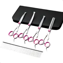 GENERICO - Tijeras Para El Corte Cuidado De Mascotas 4 Unid en Acero