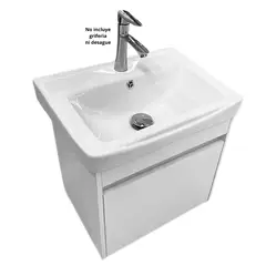 XM - LAVATORIO DE LOZA CON CAJÓN MADERA LISA BLANCA YTAC5036-70