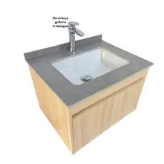 XM - LAVATORIO DE LOZA CON CAJÓN MADERA CON GRIS MATE YTAR6047-74 L03