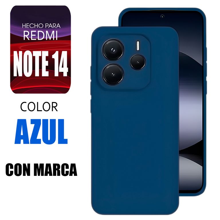 Silicone Case Para Redmi Note 14 Azul Con Marca